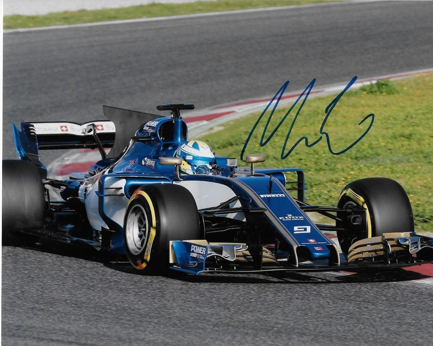 Photo 8x10 originale signée Marcus Ericsson, pilote de Formule 1 Sauber Racing #6