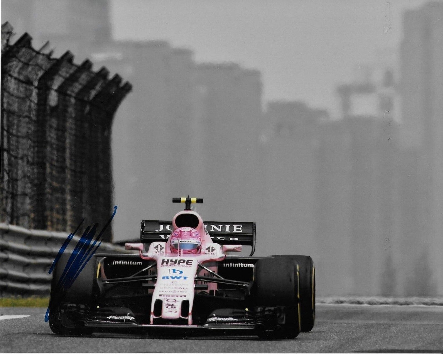 Photo 8x10 signée Esteban Ocon Formule 1 Force India Racing #6 2018 Original