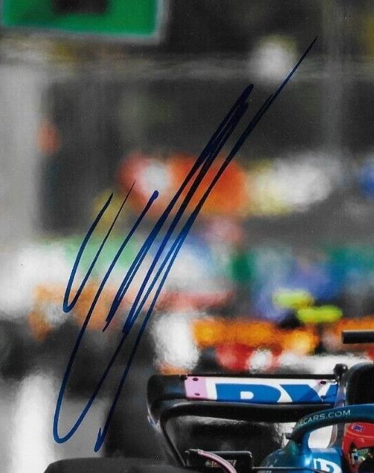 Photo 8x10 signée Esteban Ocon Formule 1 Alpine Renault Racing #20 2023 Original