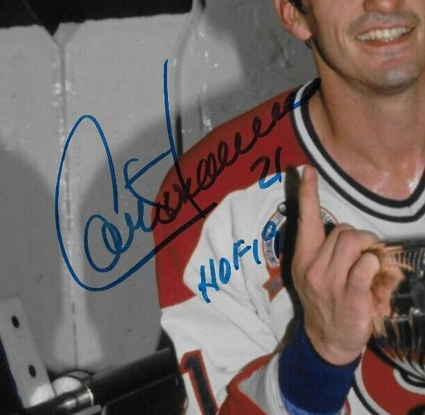 Photo 8x10 #3 signée par Guy Carbonneau des Canadiens de Montréal avec l'inscription Hof F 19