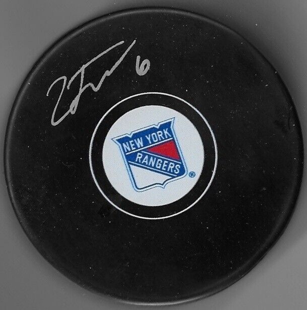 Signed Zac Jones New York Rangers Autographed Hockey Puck Original