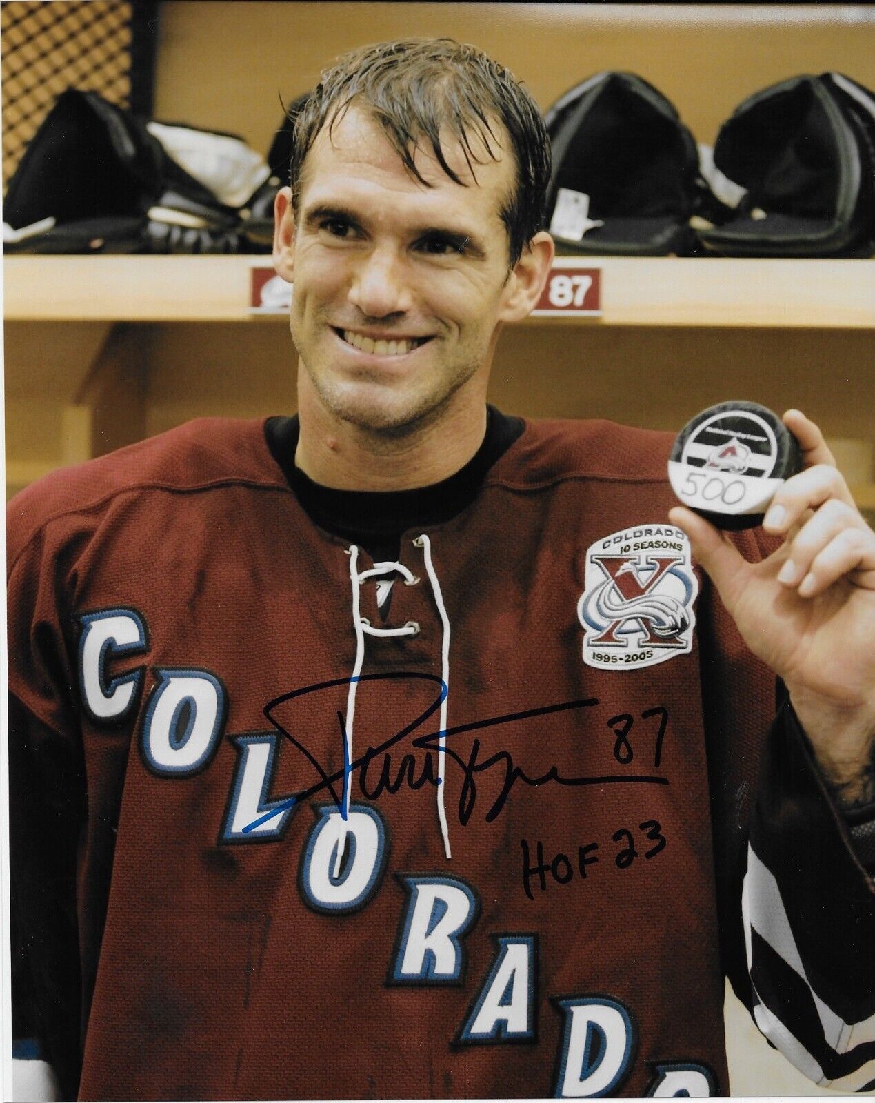 Signed Pierre Turgeon Colorado Avalanche 8x10 Photo #13 Inscribed with HOF 23