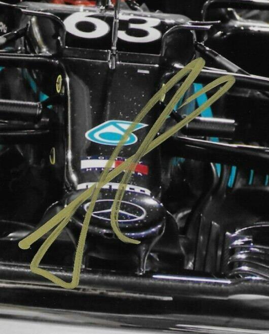 Photo 8x10 signée George Russell Mercedes Racing Formula 1 #1 Authentification JSA