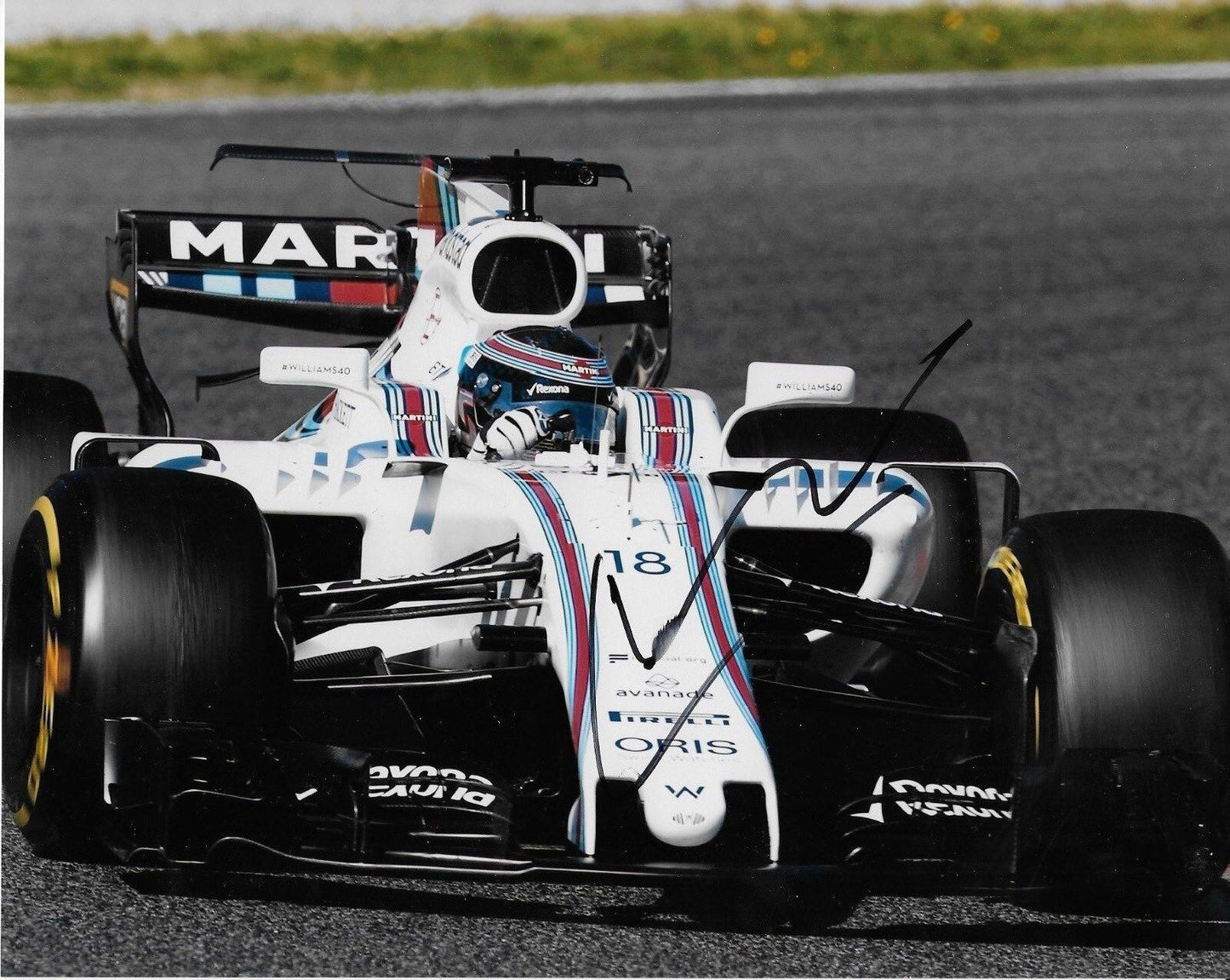 Signed Lance Stroll Williams Martini Racing Formula 1 8x10 Photo w SMALL SMUDGE