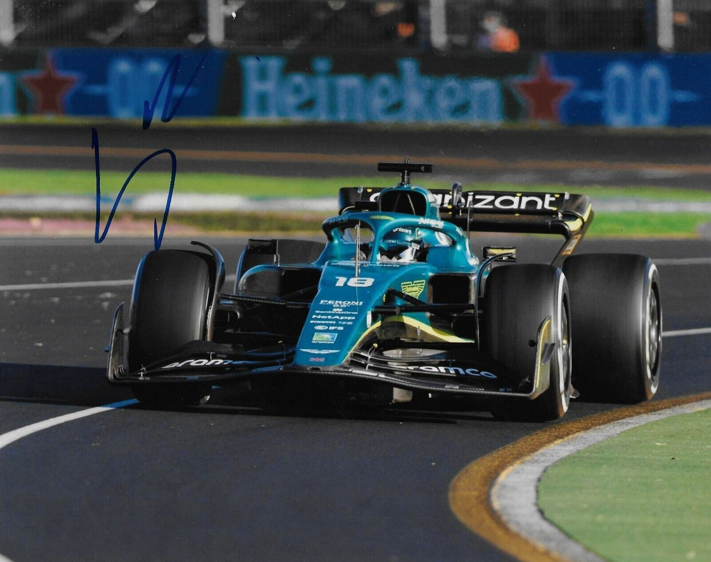Signed Lance Stroll Aston Martin Cognizant Formula 1 8x10 Photo #6 Original
