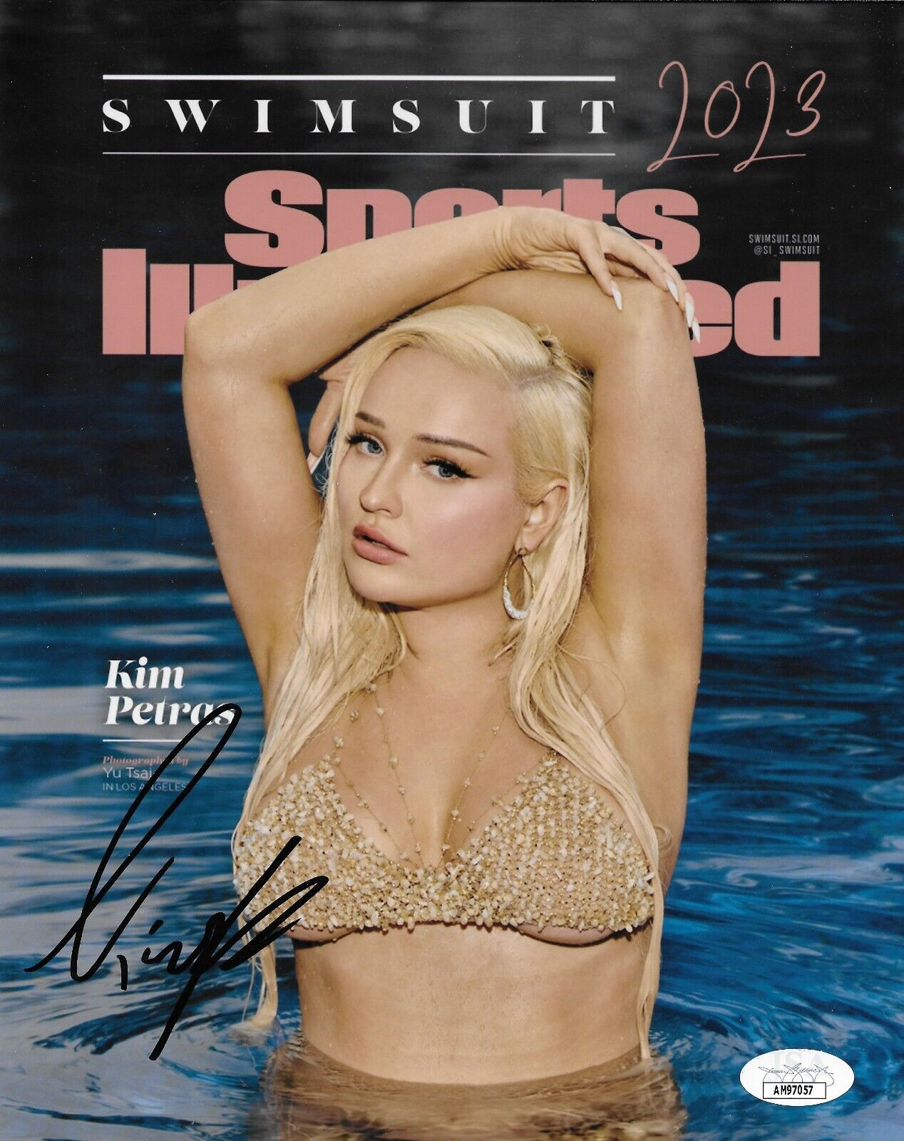 Photo 8x10 signée Kim Petras Sports Illustrated n°1 avec authentification JSA