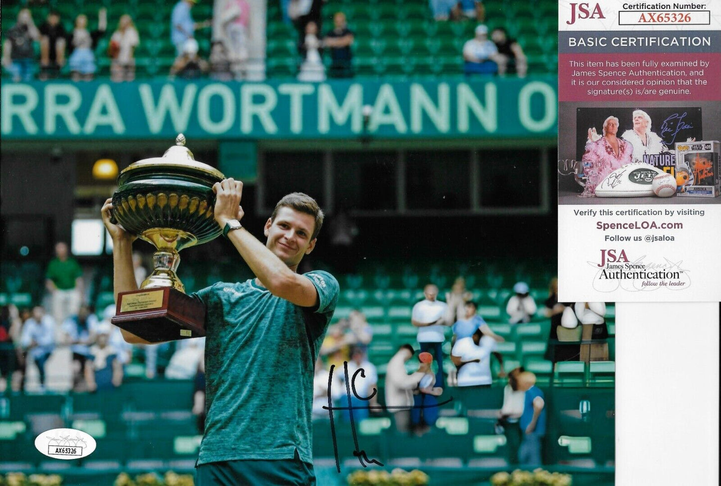 Photo originale signée Hubert Hurkacz ATP Tennis 8x10 #3 avec authentification JSA