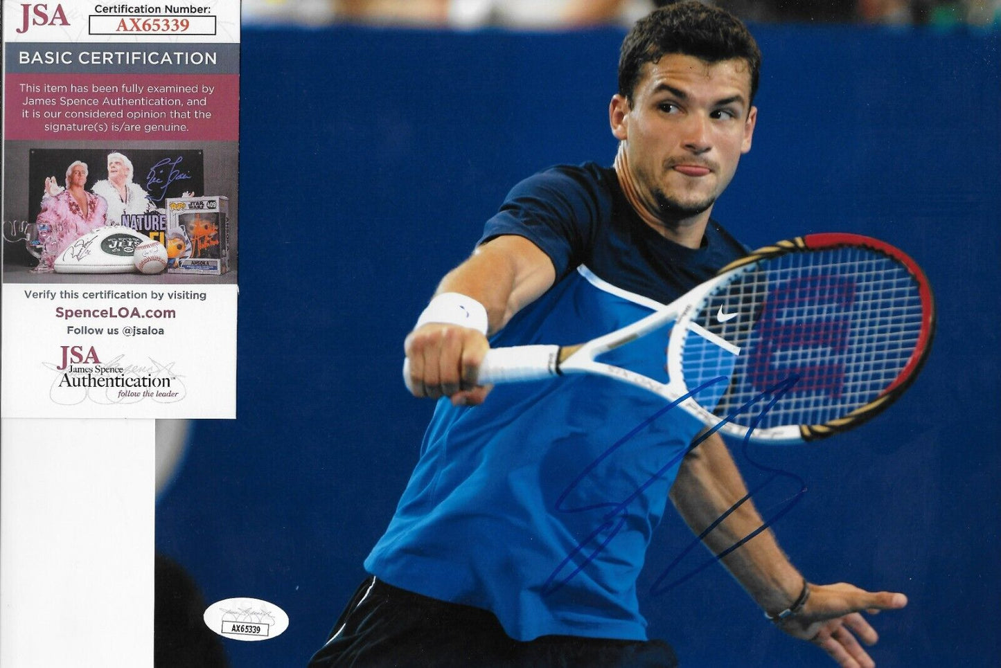 Photo originale signée Grigor Dimitrov ATP Tennis 8x10 #2 avec authentification JSA