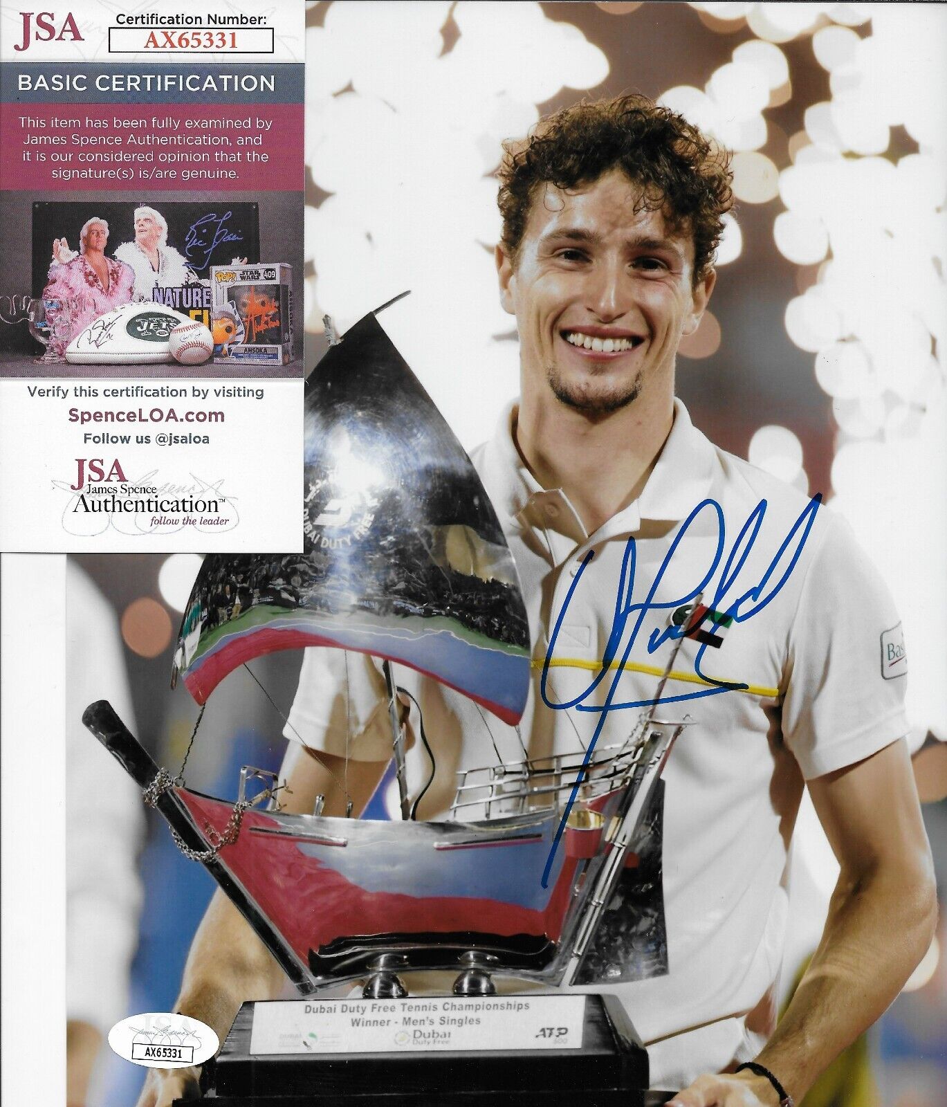 Signed Ugo Humbert ATP Tennis 8x10 Photo #1 Original with JSA Authentication