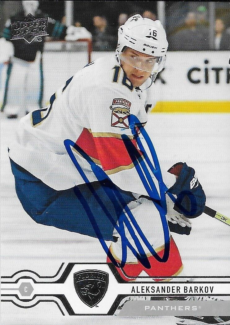 Signed Aleksander Barkov 2019/20 UD Hockey Florida Panthers Card #7 Original