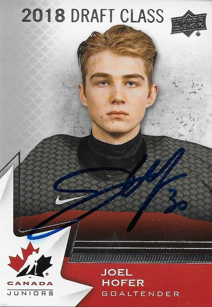 Signed Joel Hofer 2020 UD Team Canada Juniors St. Louis Blues Card #1 Original