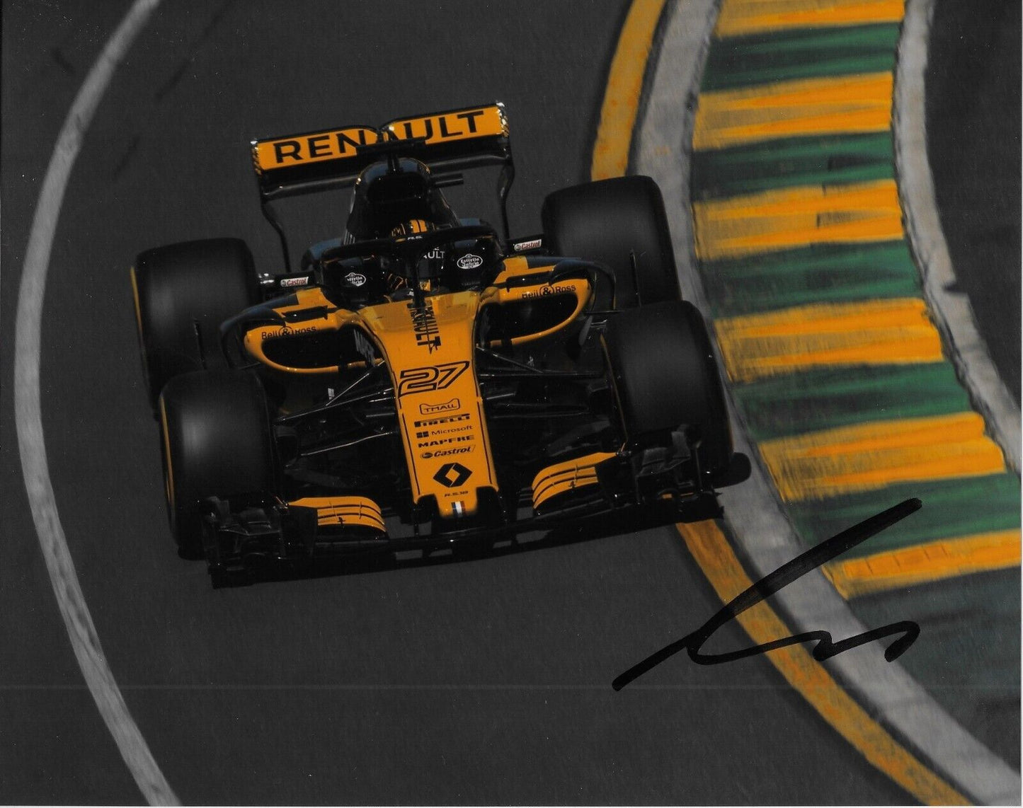 Photo 8x10 signée Nico Hulkenberg Formule 1 Renault Racing #6 Original