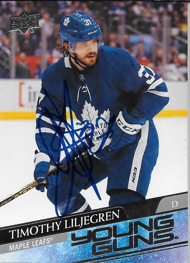 Signed Timothy Liljegren 2020-21 UD Young Guns Toronto Maple Leafs Rookie Card