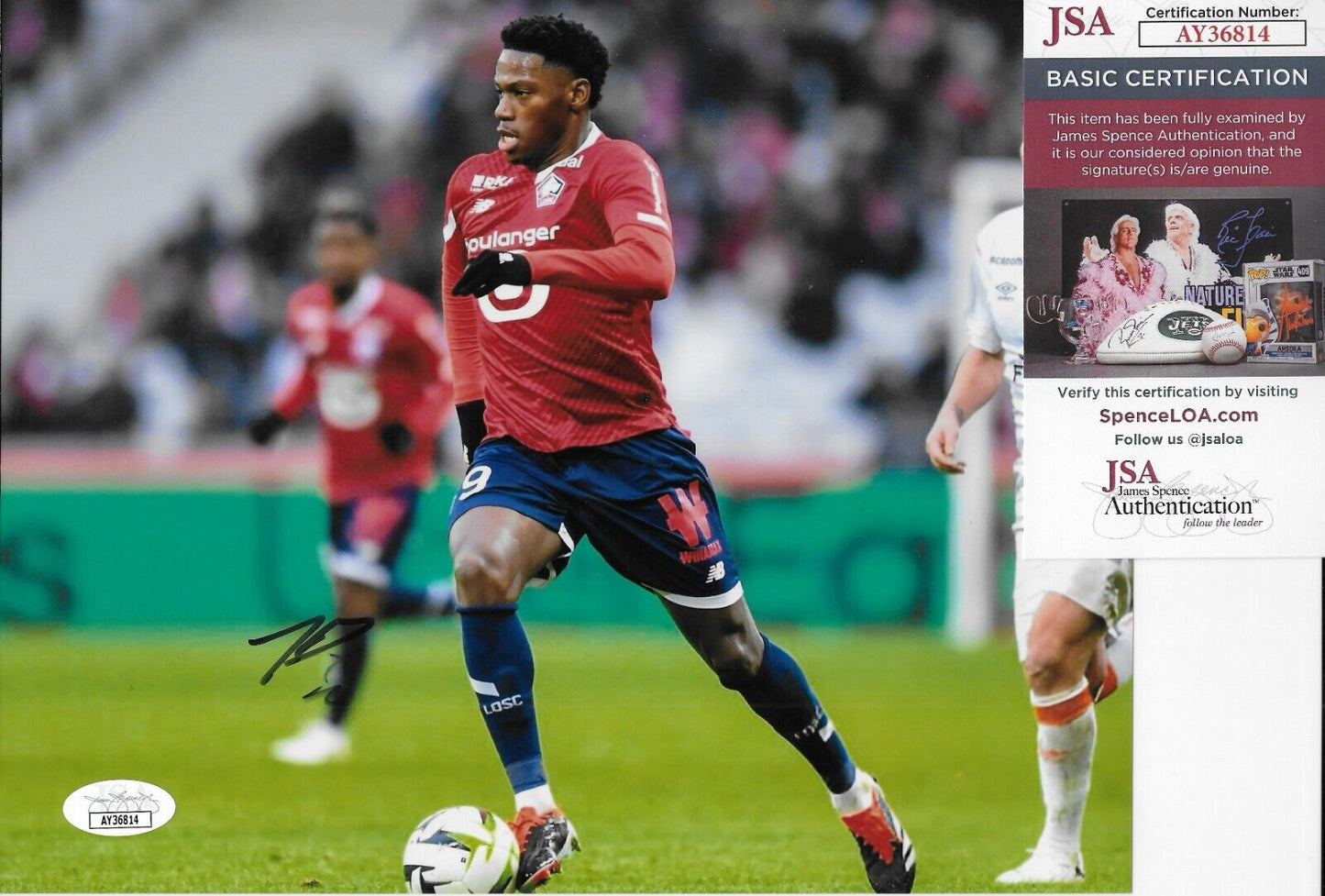 Signed Jonathan David FC Lille Soccer 8x10 Photo #4 with JSA Authentication