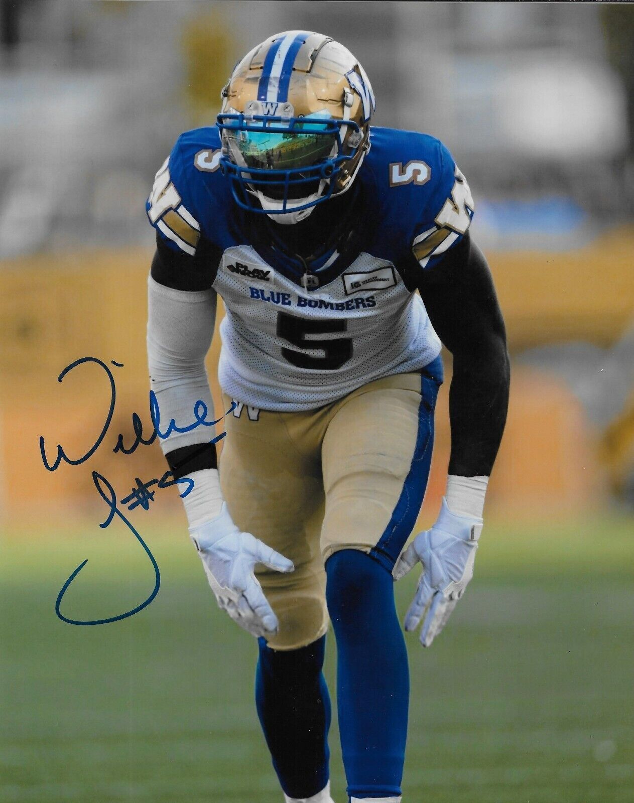 Signed Willie Jefferson Winnipeg Blue Bombers Autographed 8x10 Photo #1 Original