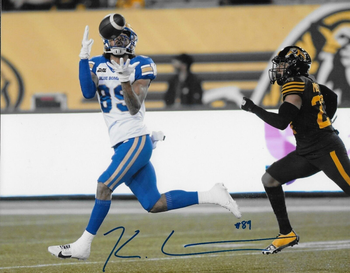 Signed Kenny Lawler Winnipeg Blue Bombers Autographed 8x10 Photo #1 Original