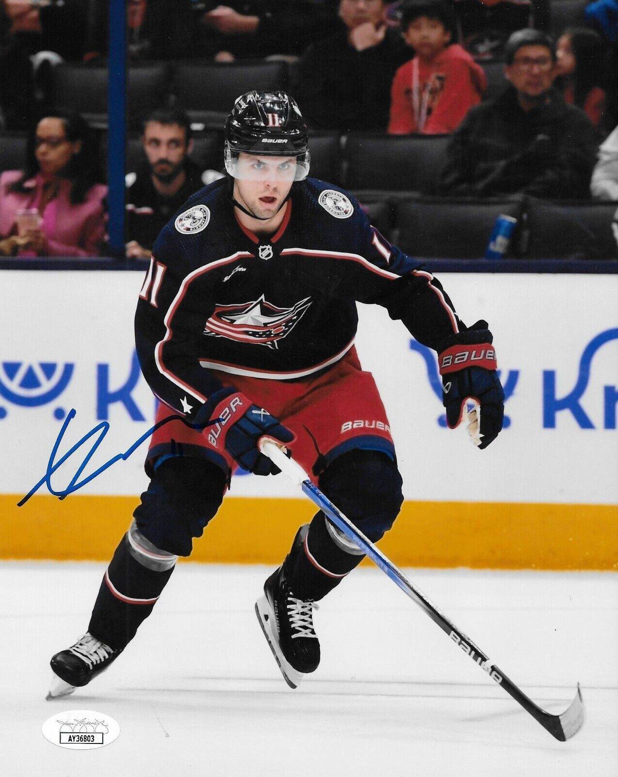 Photo n°1 signée Adam Fantilli des Blue Jackets de Columbus au format 8x10 avec authentification JSA