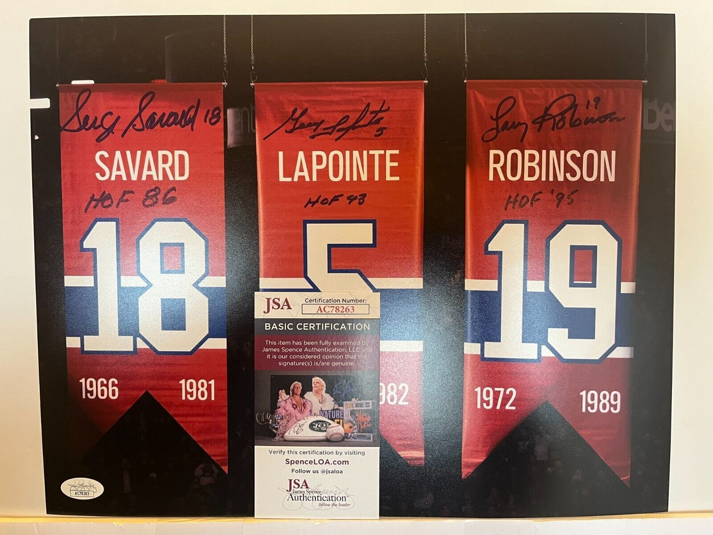 Signed Canadiens Serge Savard Guy Lapointe Larry Robinson 11x14 Photo w JSA 1d