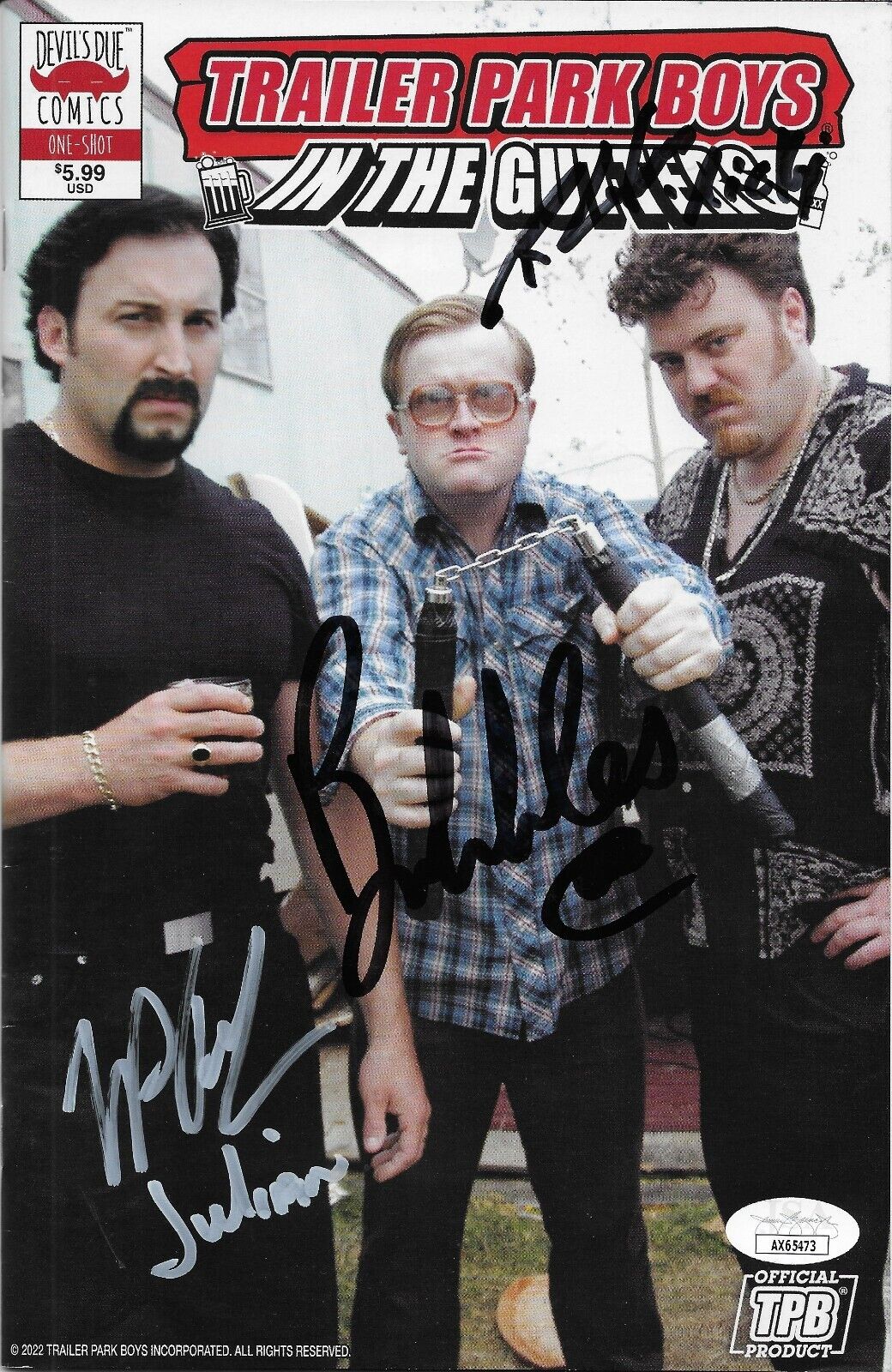 Signed Ricky Julian Bubbles Trailer Park Boys Full Comic Book #2 with JSA