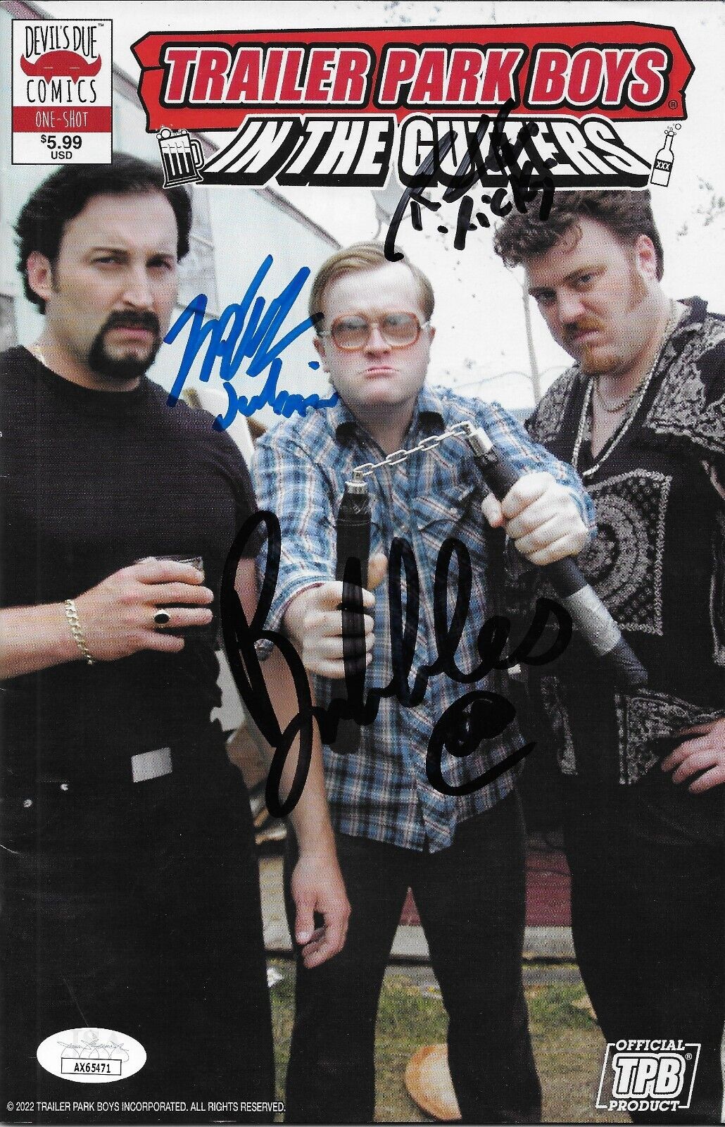 Signed Ricky Julian Bubbles Trailer Park Boys Full Comic Book #3 with JSA
