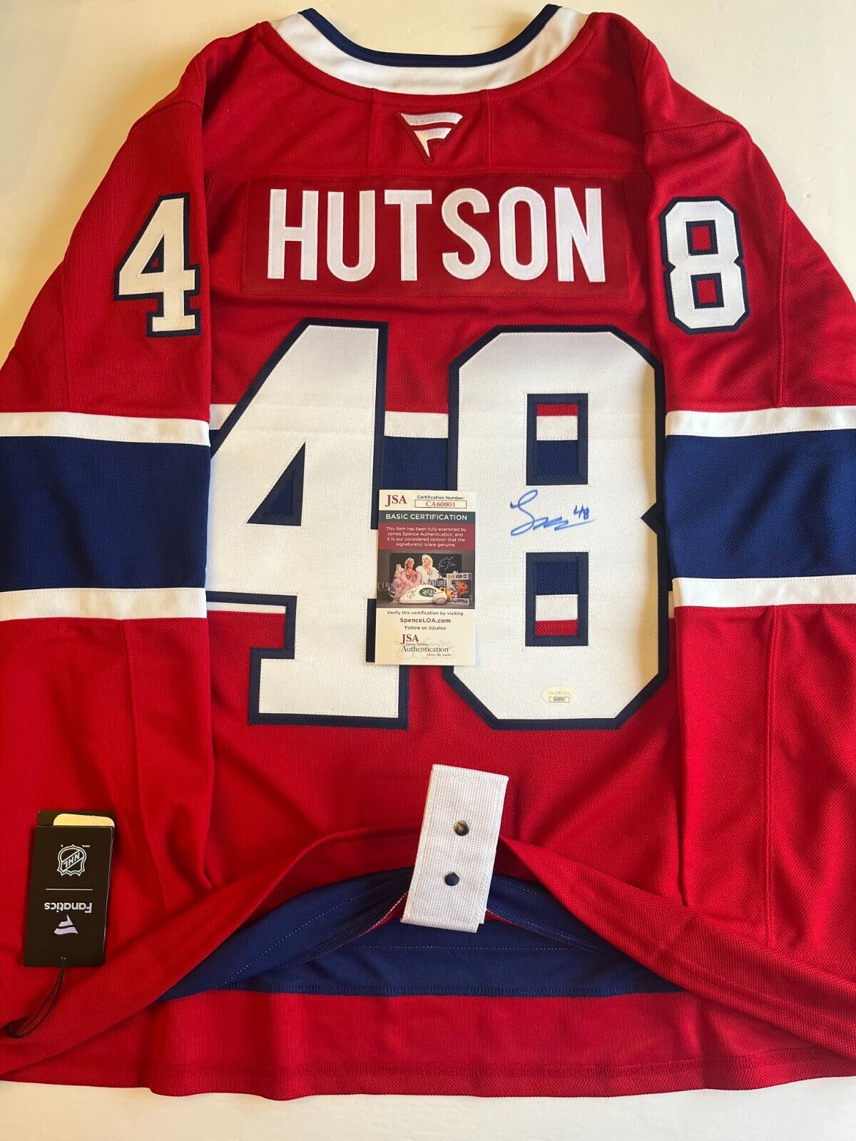 Maillot authentique signé par Lane Hutson des Canadiens de Montréal Fanatics avec JSA