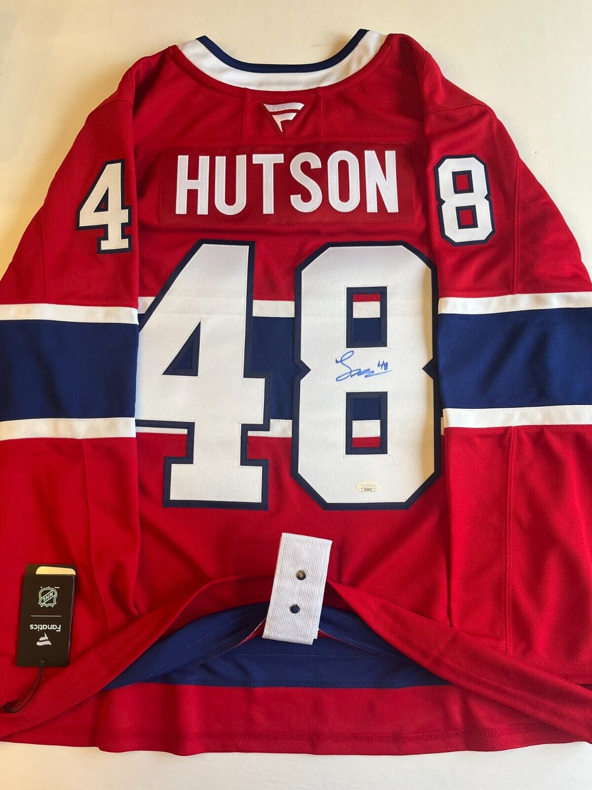 Maillot authentique signé par Lane Hutson des Canadiens de Montréal Fanatics avec JSA
