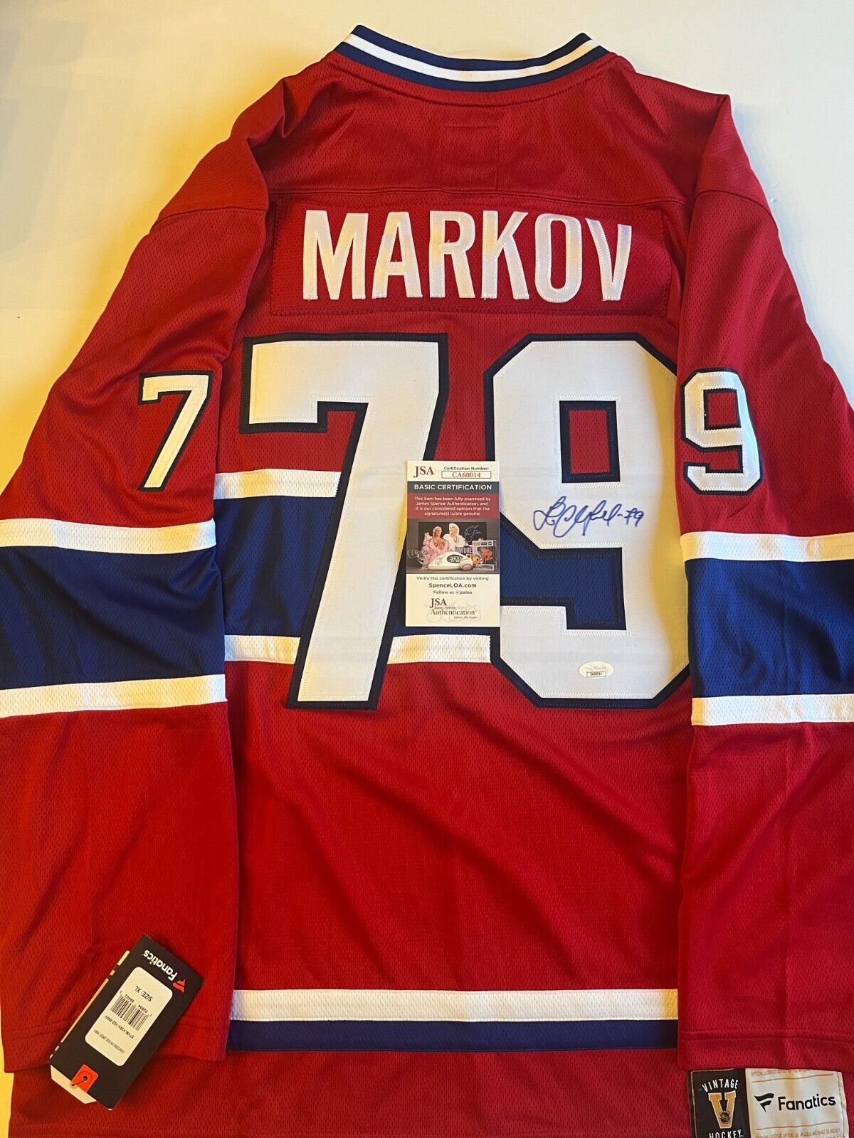 Maillot autographié par Andre Markov des Canadiens de Montréal Fanatics JSA