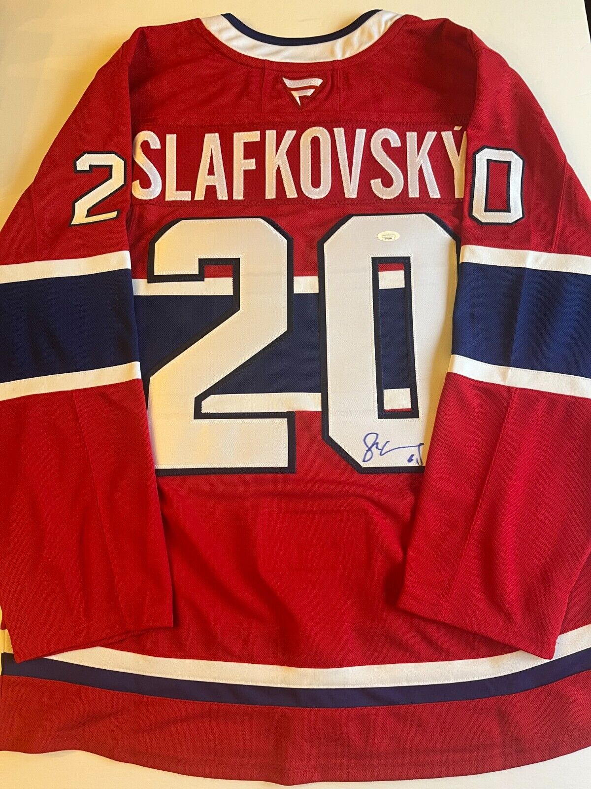 Maillot authentique Fanatics des Canadiens de Montréal Juraj Slafkovsky signé avec JSA