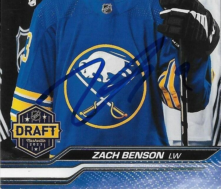 Signed Zach Benson 2023-24 UD Extended Series Buffalo Sabre Rookie Card