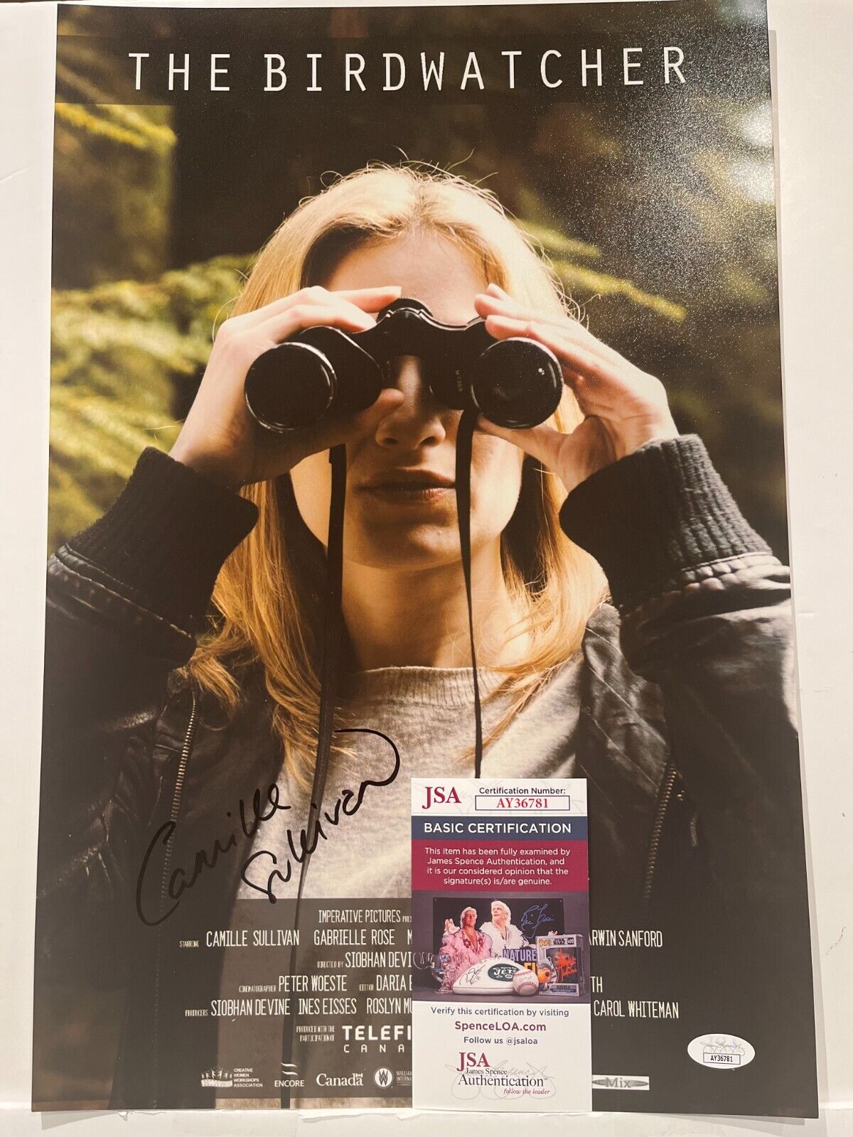Photo signée Camille Sullivan The Birdwatcher 12x18 Actrice JSA