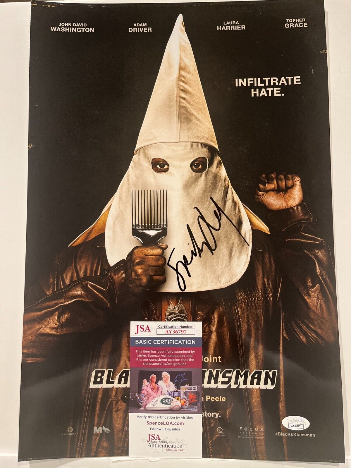 Signed BlacKkKansman 12x18 Photo Director Spike Lee Actor JSA