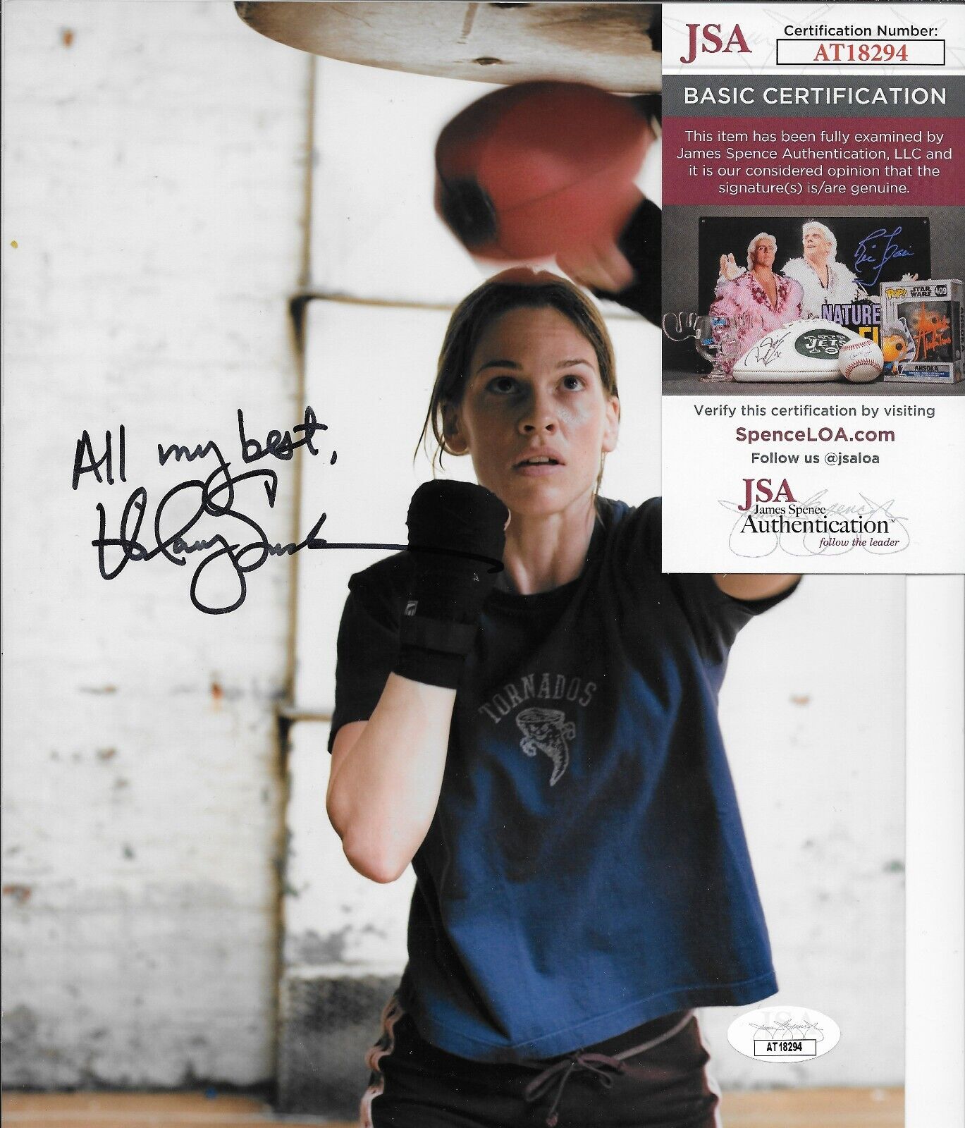 Signed Hilary Swank Million Dollar Baby 8x10 Photo #1 with JSA Authentication