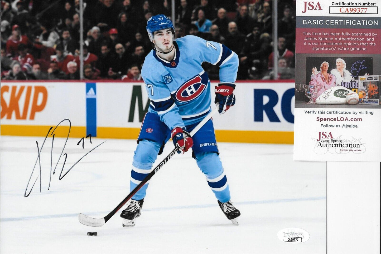 Signed Kirby Dach Montreal Canadiens 8x10 Photo #3 Original w JSA Authentication