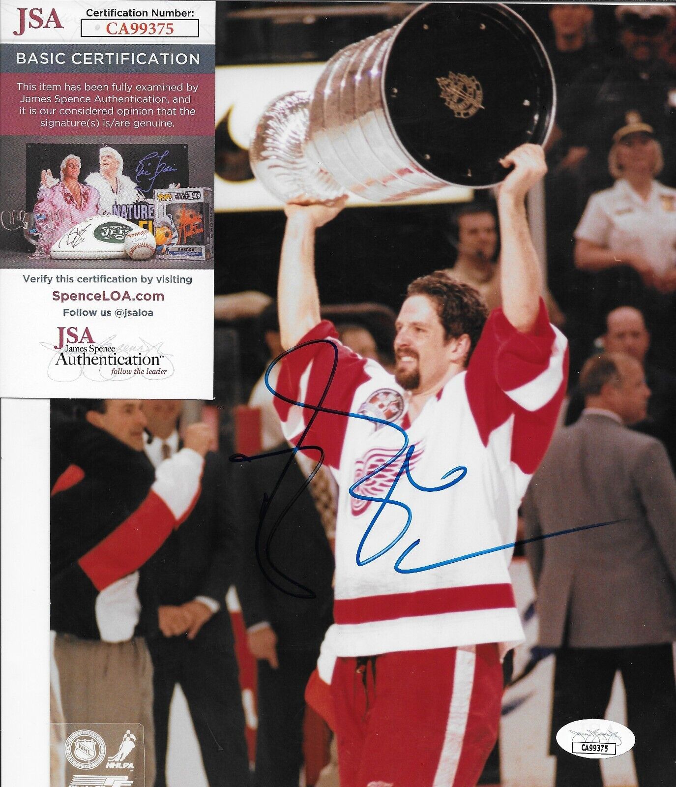 Signed Brendan Shanahan Detroit Red Wings Cup 8x10 Photo #2 w JSA Authentication