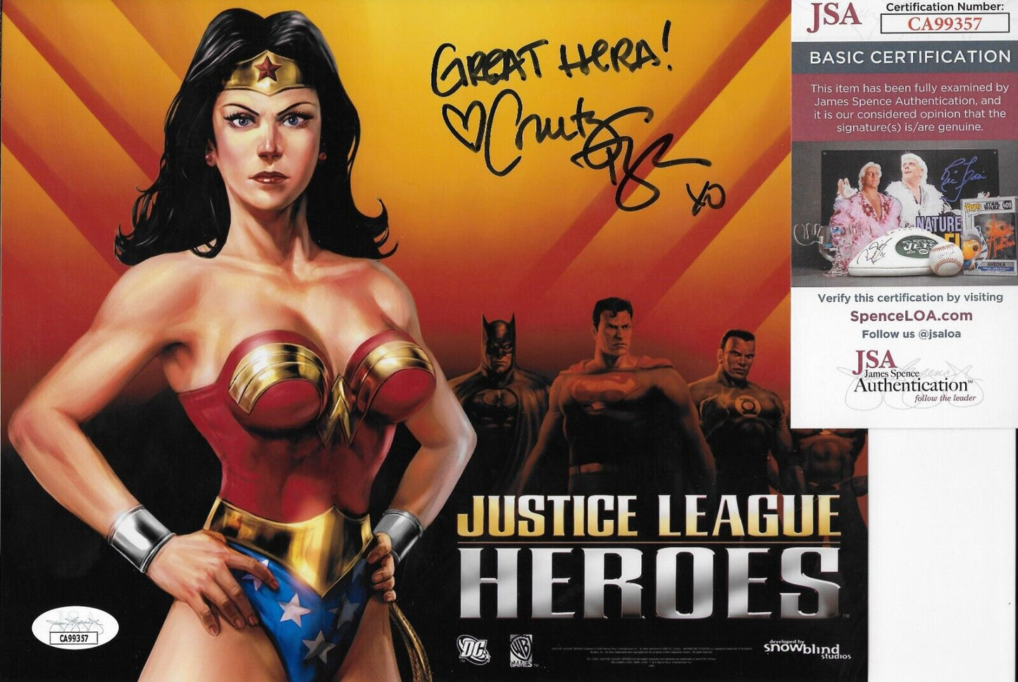 Signed Courtenay Taylor Justice League Heroes 8x10 Photo #1 w JSA Authentication