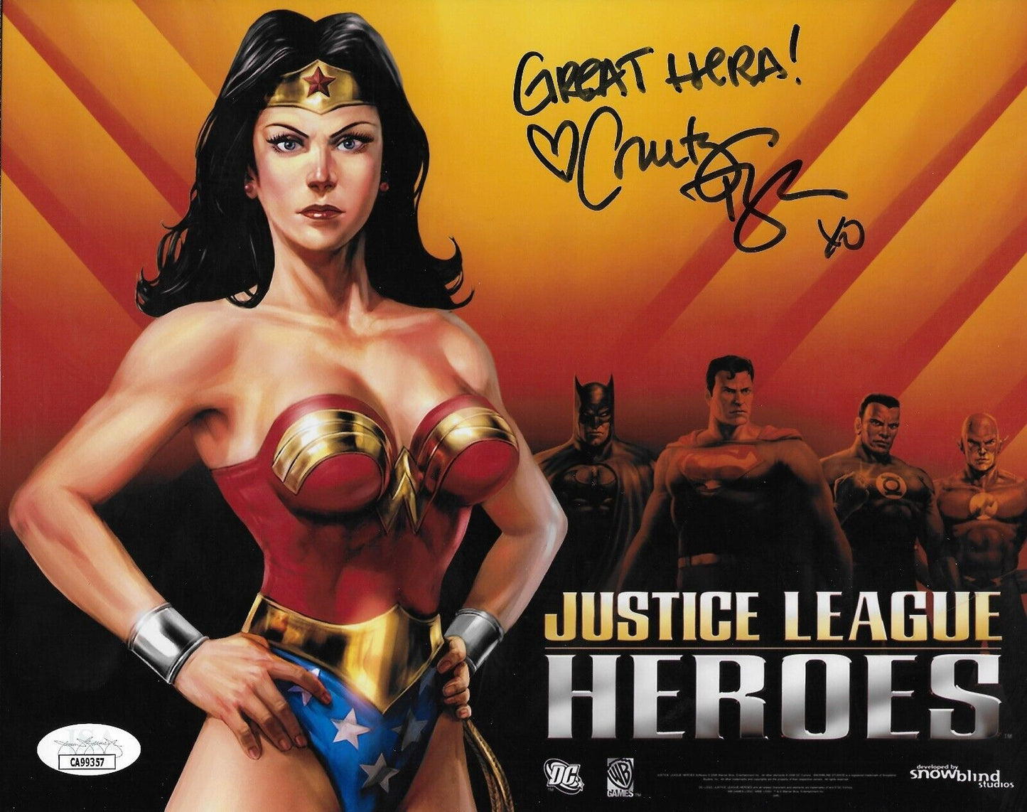 Signed Courtenay Taylor Justice League Heroes 8x10 Photo #1 w JSA Authentication