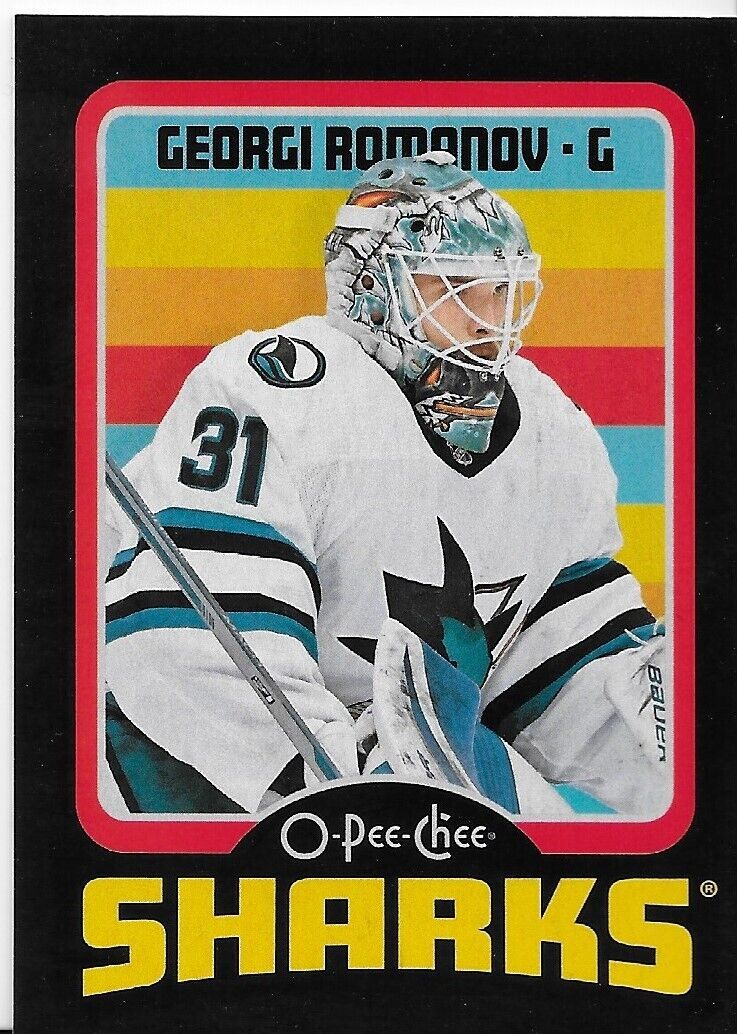 2024-25 O-Pee-Chee Georgi Romanov Retro Black Border RC San Jose Sharks 072/100