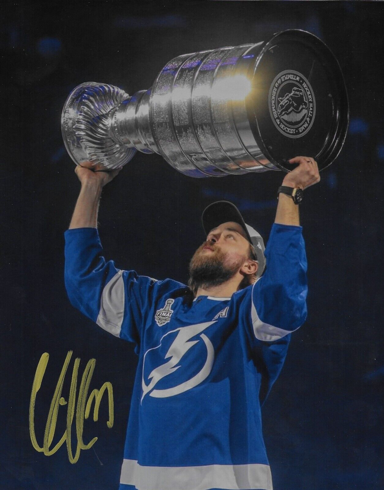 Signed Victor Hedman Tampa Bay Lightning Stanley Cup 8x10 Photo #1 Original