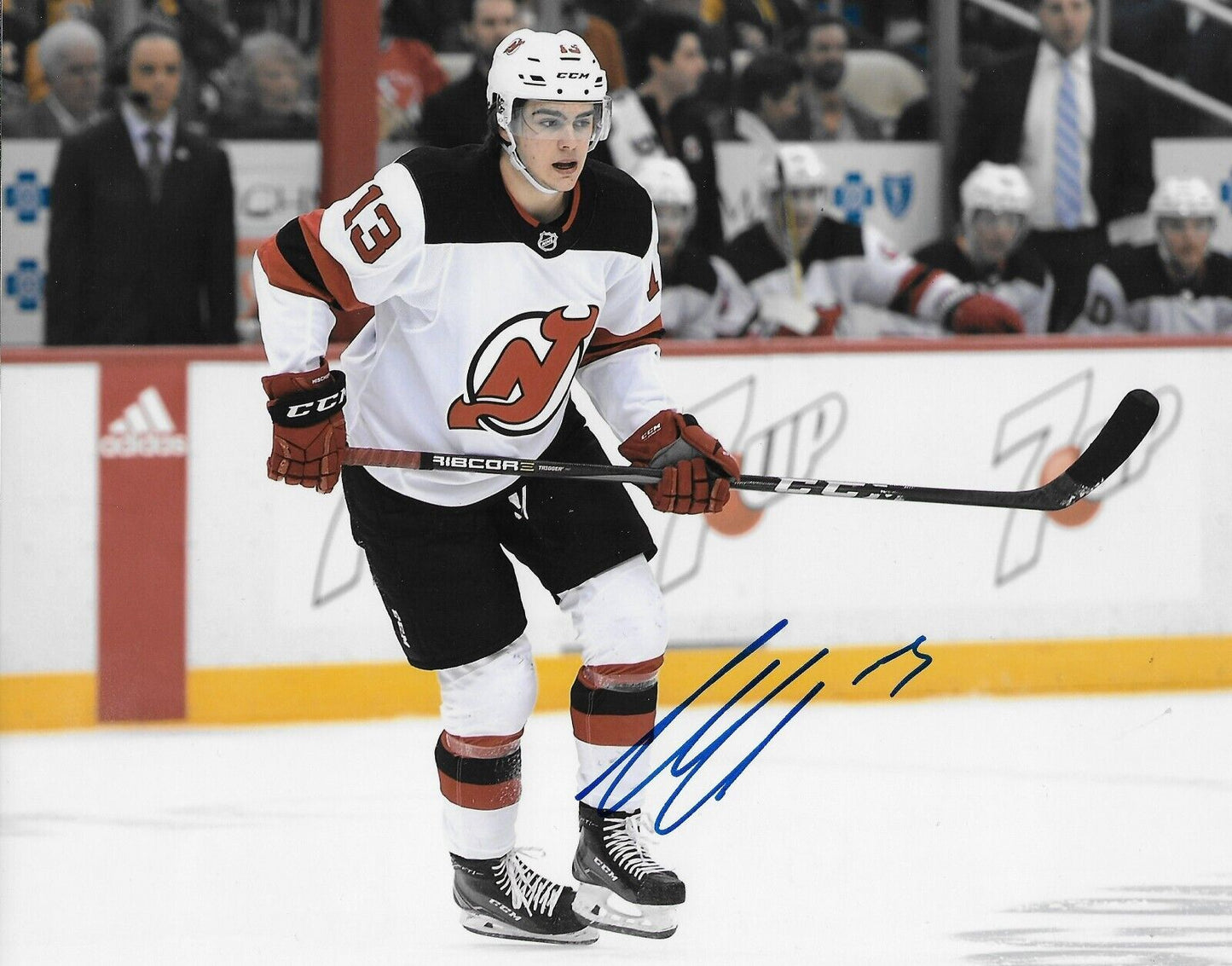 Signed Nico Hischier New Jersey Devils Autographed 8x10 Photo #1 Original