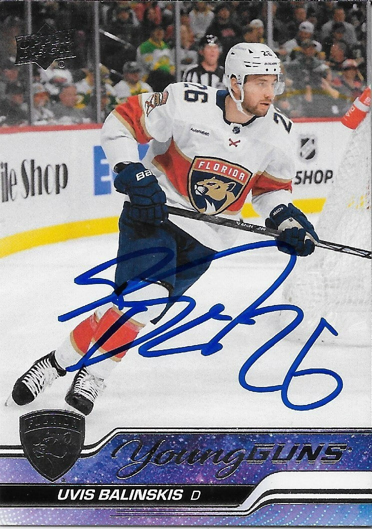 Signed Uvis Balinskis 2023-24 UD Young Guns Florida Panthers Rookie Card