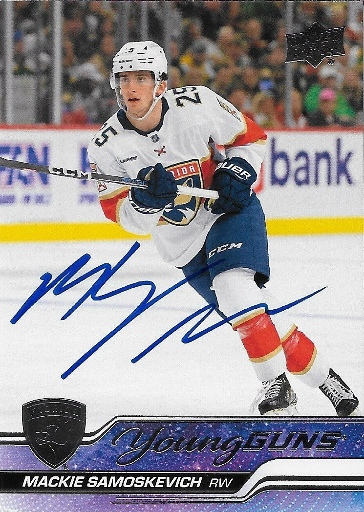 Signed Mackie Samoskevich 2023-24 UD Young Guns Florida Panthers Rookie Card
