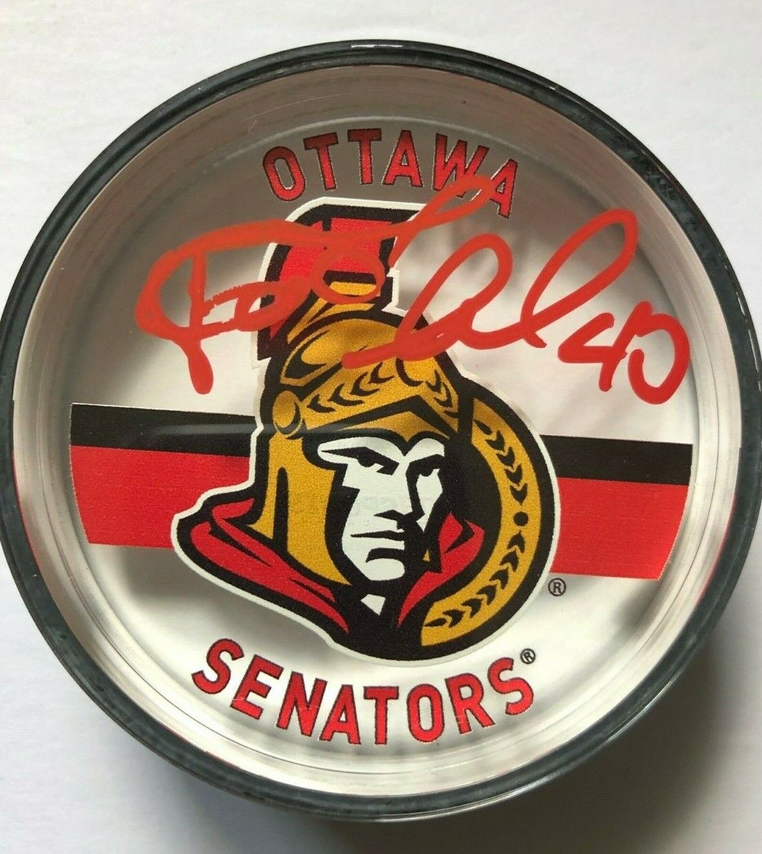 Signed Patrick Lalime Ottawa Senators Autographed Clear Acrylic Puck #2 Original