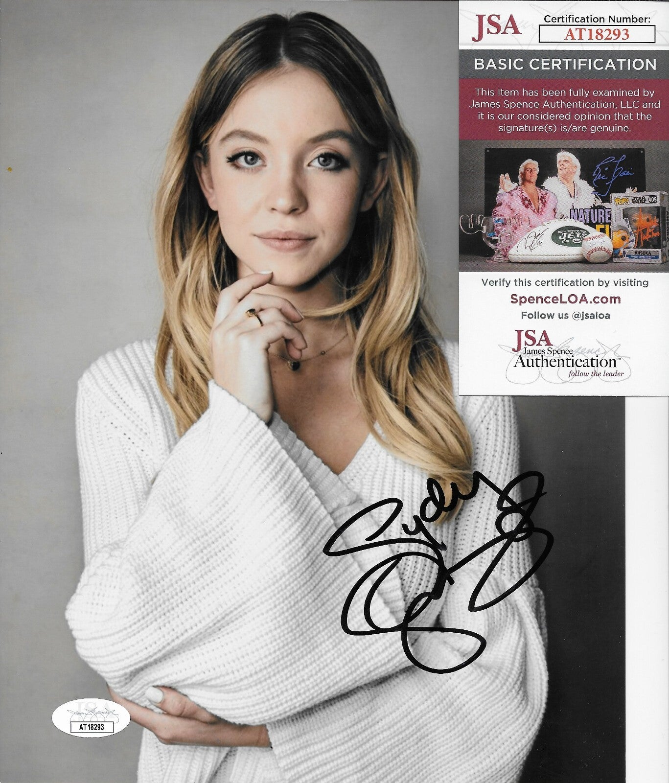 Signed Sydney Sweeney Actress 8x10 Photo #1 Original with JSA Authentication