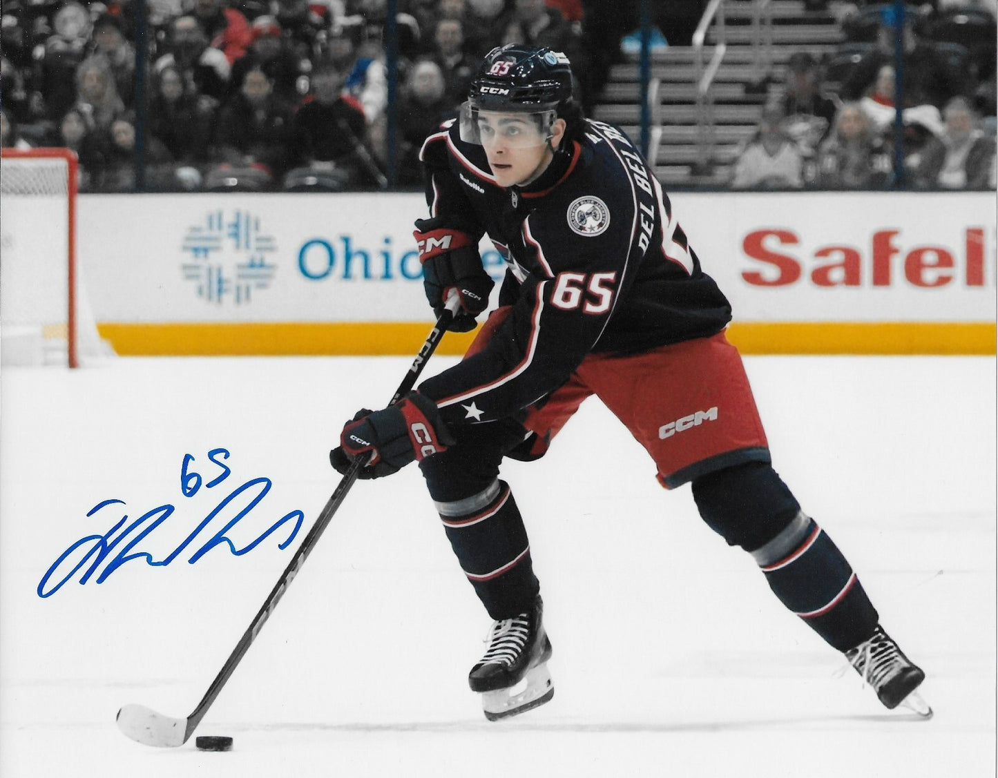 Signed Luca Del Bel Belluz Columbus Blue Jackets 8x10 Photo #3 Original