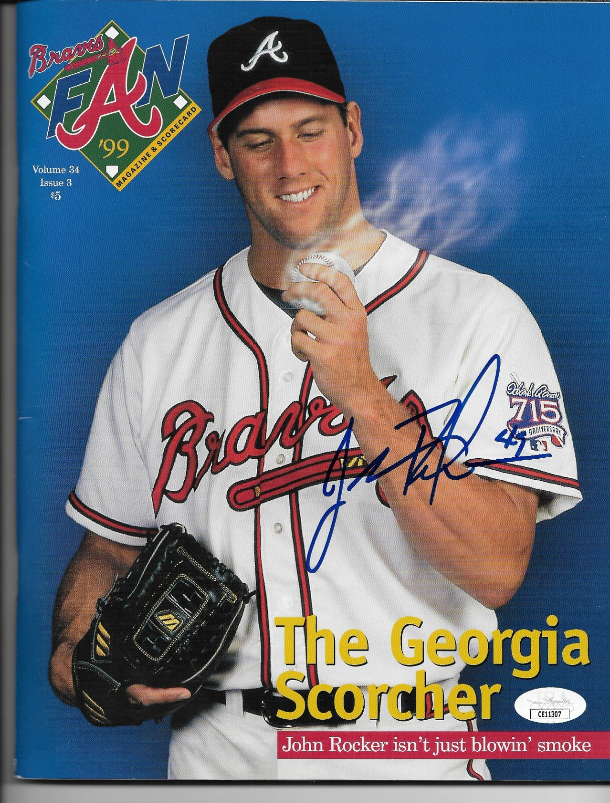 Signed John Rocker Atlanta Braves Program Autographed with JSA Authentication