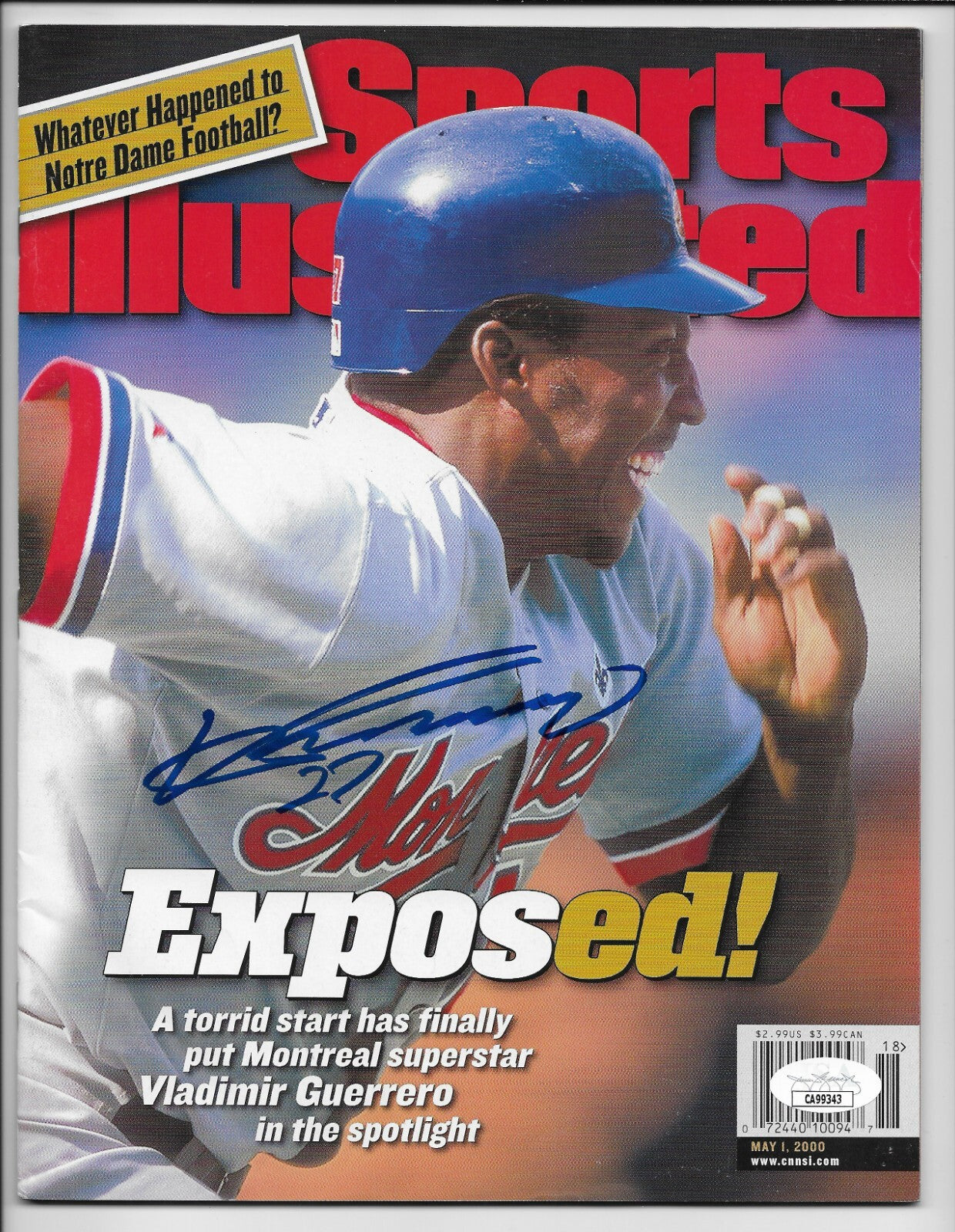 Signed Vladimir Guerrero Montreal Expos Sports Illustrated w JSA Authentication