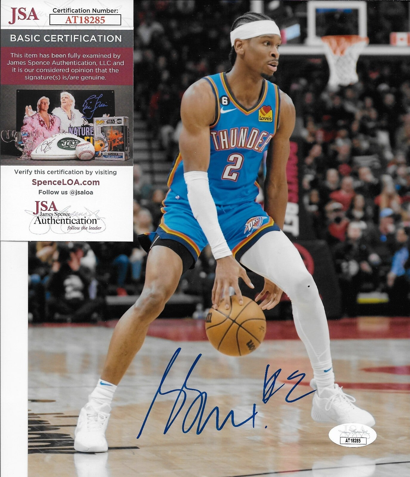 Signed Shai Gilgeous Alexander Oklahoma Thunder 8x10 Photo #1 JSA Authentication