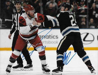 Signed Nicolas Deslauriers Mathieu Olivier Hurricanes Columbus 8x10 Photo #1