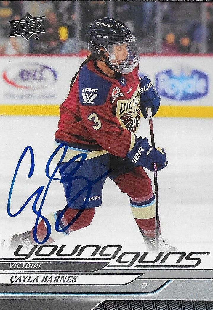 Signed Cayla Barnes 24-25 UD Young Guns PWHL Montreal Victoire Rookie Card