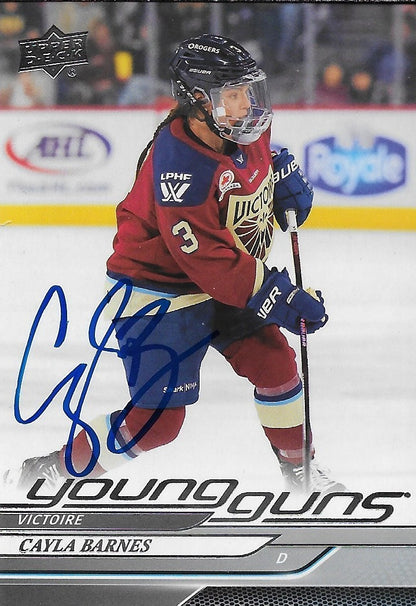 Signed Cayla Barnes 24-25 UD Young Guns PWHL Montreal Victoire Rookie Card